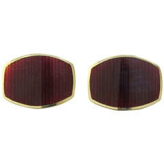 Victor Mayer Red Enamel Gold Cufflinks