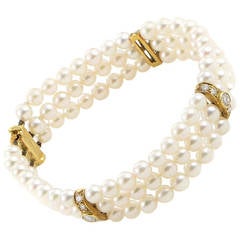 Tiffany & Co. Dogwood Pearl Diamond Yellow Gold Bracelet