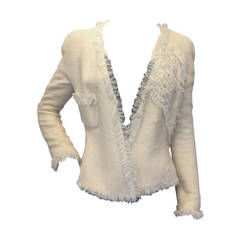Vintage Chanel Wool Silk Chiffon Trim Jacket