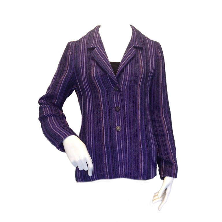 Chanel Wool Blazer Multi Purple For Sale