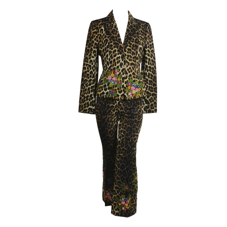 Moschino 1990s Leopard-Print Embroidery Three-Piece Ensemble For Sale