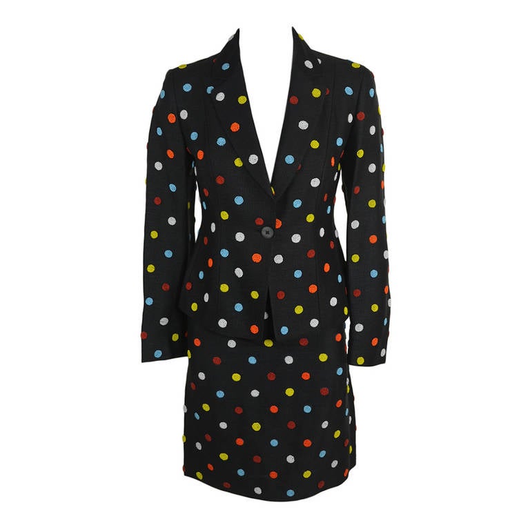 Moschino 1990s Candy-Colored Dots Woven Ensemble For Sale