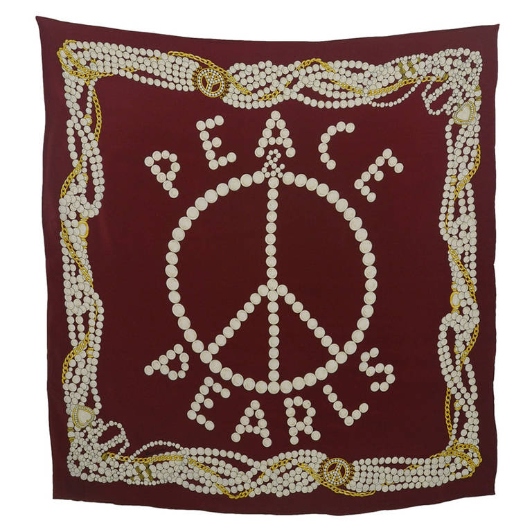 Moschino Foulard "Peace & Pearls" Silk Scarf