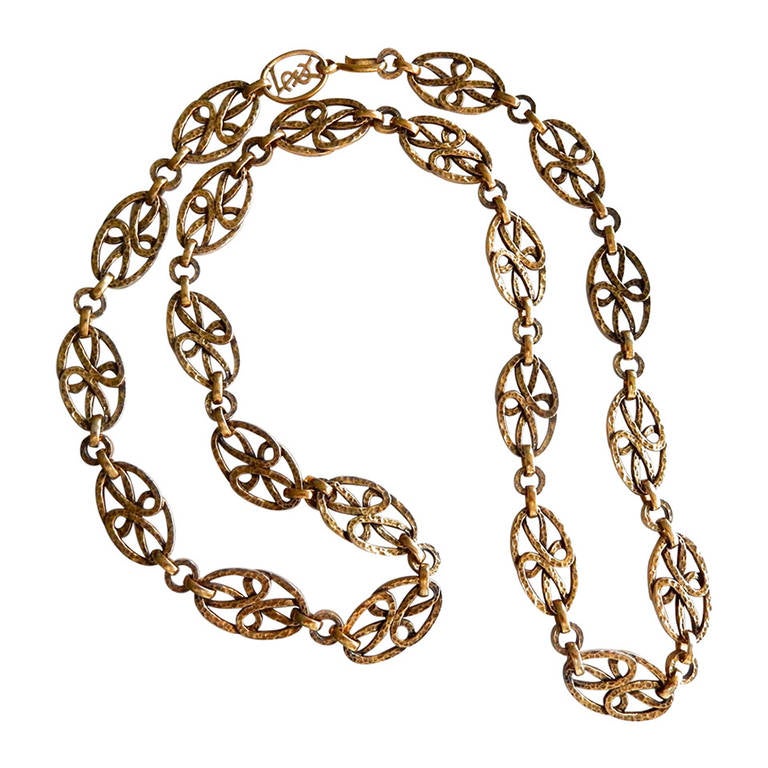 Yves Saint Laurent Gilt Metal Necklace, 1980s
