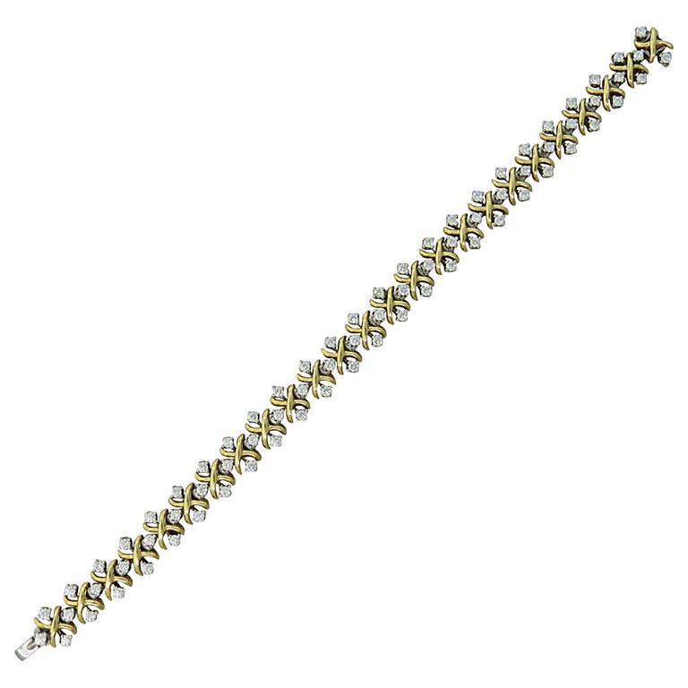 Tiffany & Co. Schlumberger Lynn Diamond Gold Platinum Bracelet