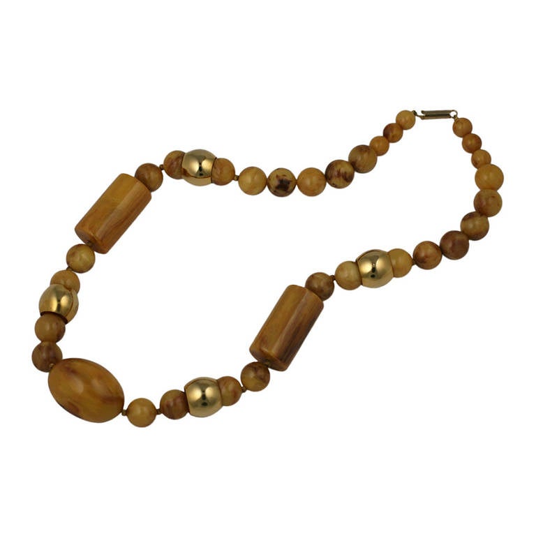 Italian Caramel Bakelite Beads For Sale