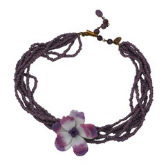 Vintage Miriam Haskell Old Rose Flower Necklace