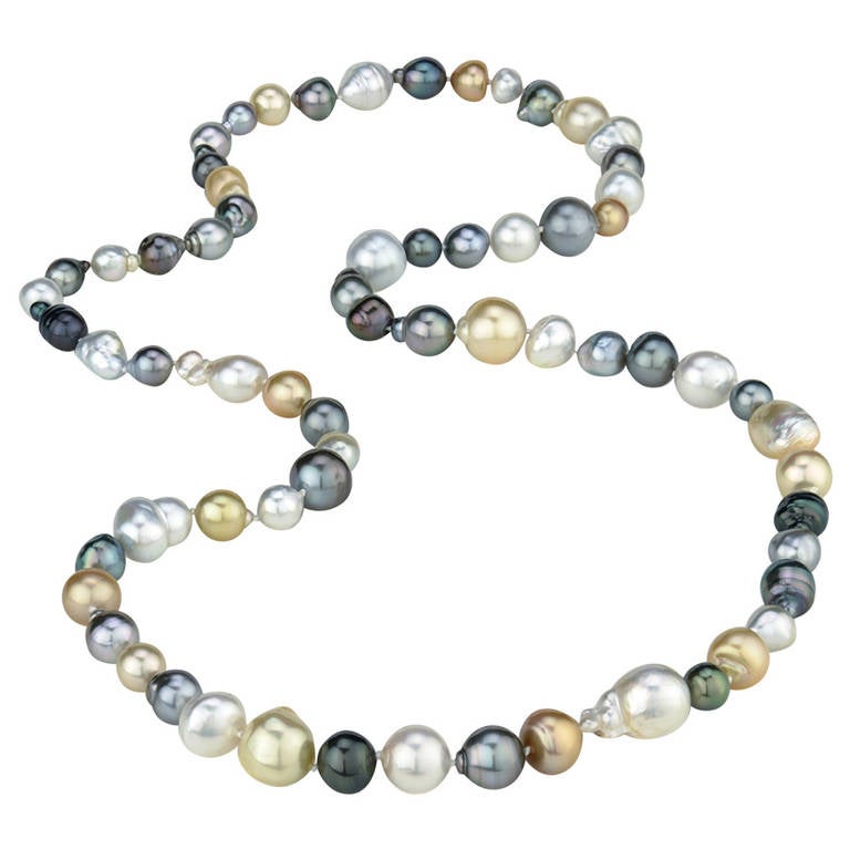 Tonga 42 Inch Tahitian South Sea Pearl Necklace For Sale