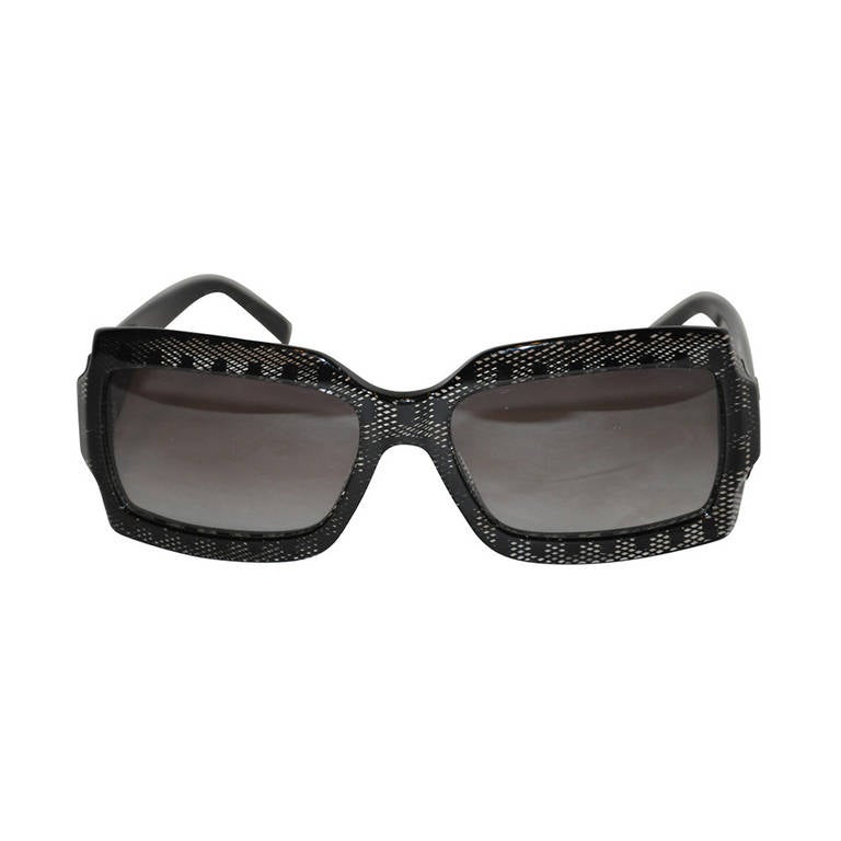 Chanel Black with Clear Lucite "Lace & Dots" Sunglasses