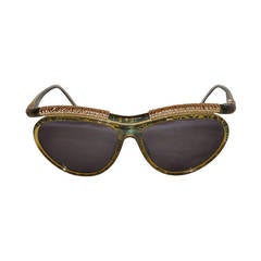 Christian LaCroix Multi-Green & Clear Lucite with Gold Hardware Sunglasses 1