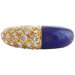 Bague Cartier en or:: lapis-lazuli et diamants