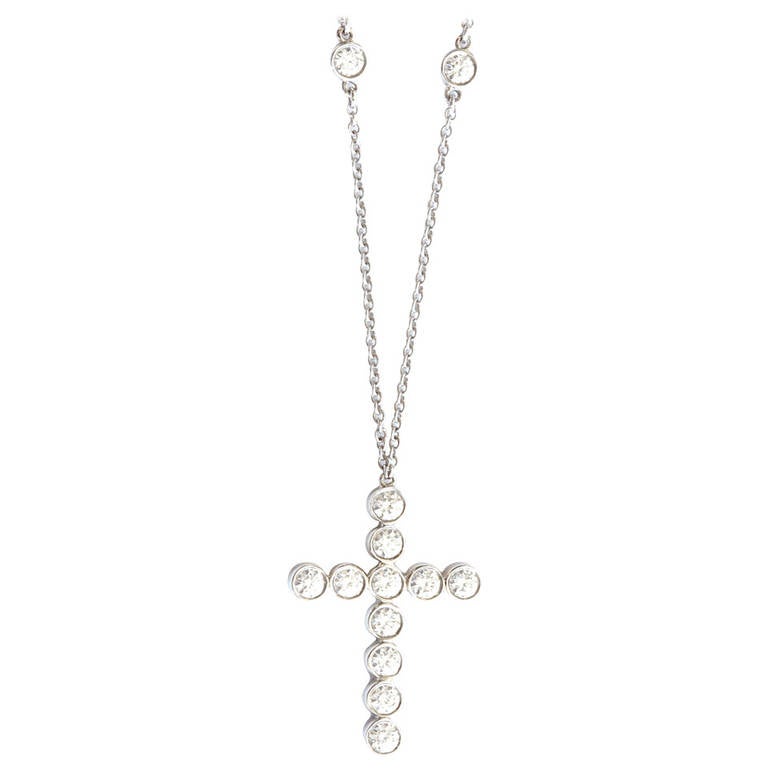 Tiffany Diamond Platinum Cross Necklace