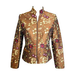 Giuliana Cella Milan Embroidered Brown Silk Jacket 2
