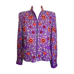 Giuliana Cella Milan Embroidered Violet Silk Jacket