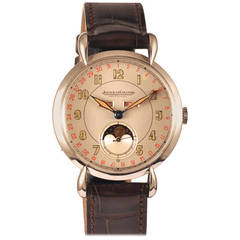 Vintage Jaeger-LeCoultre Stainless Steel Triple Calendar Moonphase Watch circa 1950s