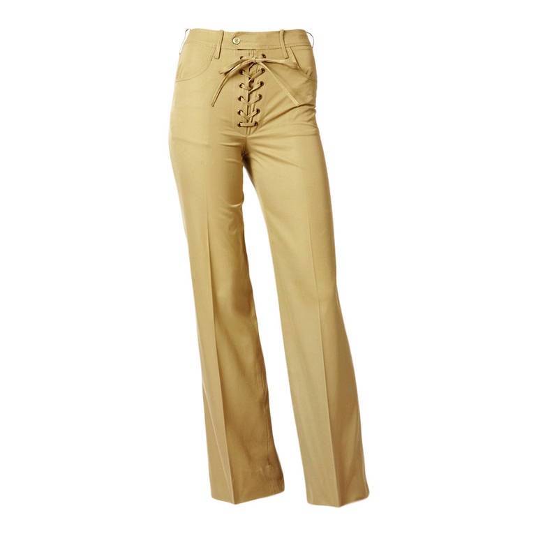 YSL Safari Style Khaki Pant With Lace Front