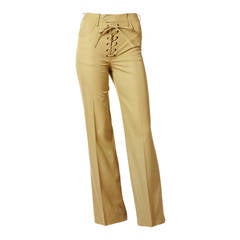 Vintage YSL Safari Style Khaki Pant With Lace Front