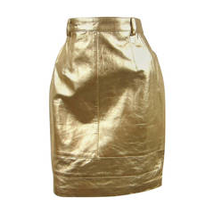 Gold Escada Leather Skirt New Old Stock 1980s