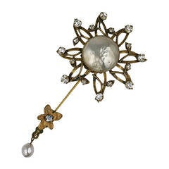 Miriam Haskell Pearl and Gilt Stickpin  Brooch
