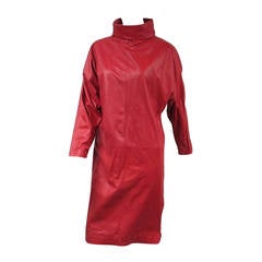 1980s Michael Hoban for North Beach Red Leather Dress 9