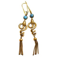 Art Deco Snake Fringe Earrings