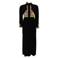 Brilliant Black Velvet Rhinestone Embellished Gown