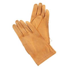 Vintage Hermes Supple Tan Leather Gloves Size 7