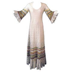 1970s White Lace & Ribbon Giorgio St. Angelo Dress