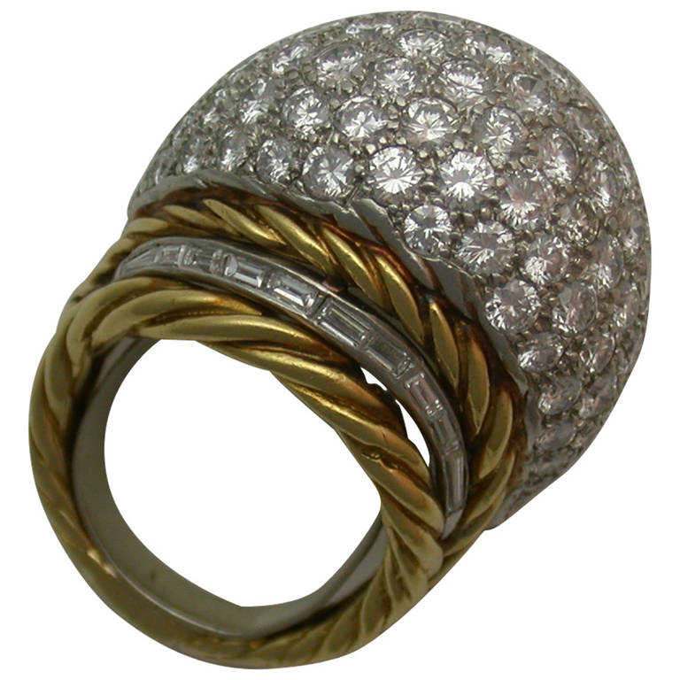 Stylish Diamond Dome Cocktail Ring For Sale