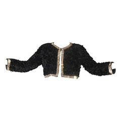 Black Ruffled Silk & Gold Chain Givenchy Jacket