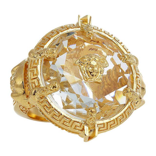 New VERSACE Oversized gold-plated crystal ring at 1stDibs | versace ...