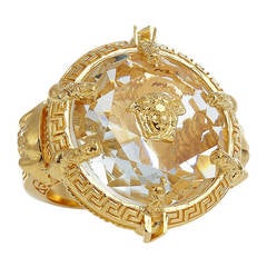 New VERSACE Oversized gold-plated crystal ring