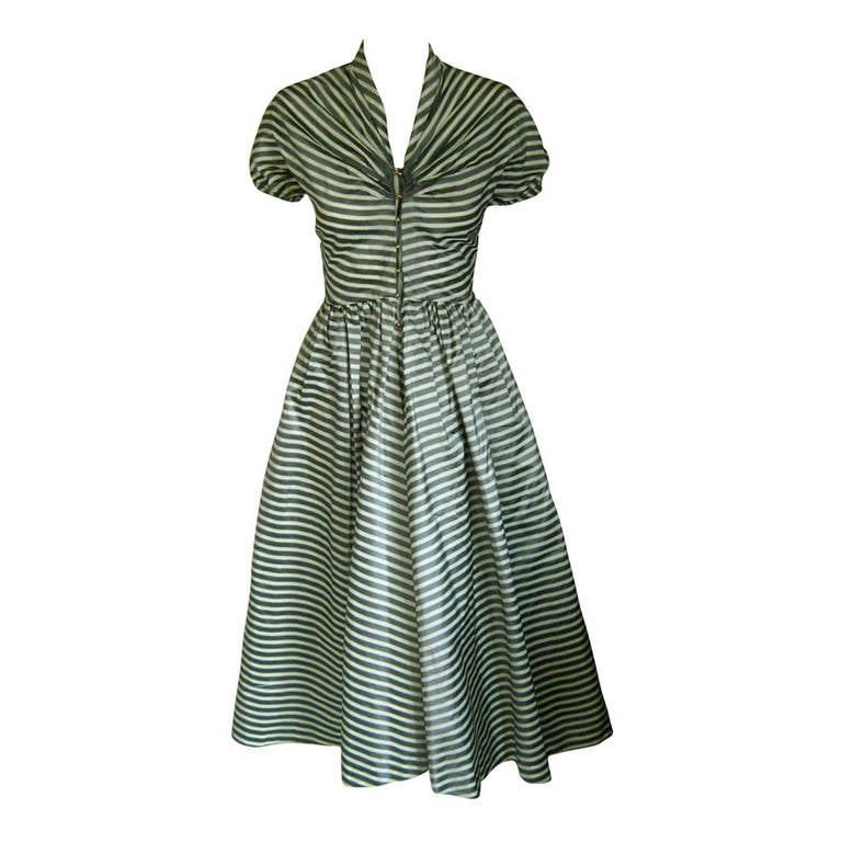 Claire McCardell Striped Cocktail Dress For Sale