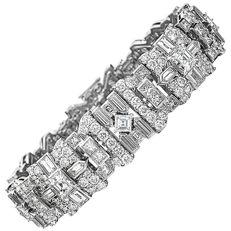 Extraordinary Diamond Platinum Bracelet For Sale