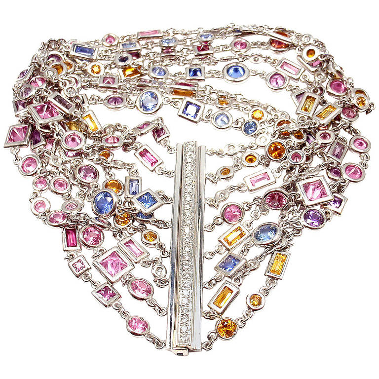 H. Stern Diamond Multicolored Sapphires White Gold Bracelet
