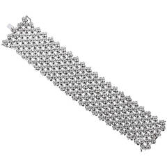 Wide Floret Motif Diamond Bracelet
