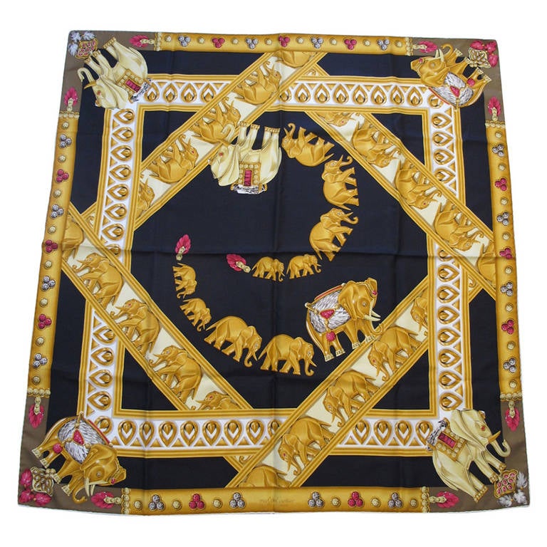 Cartier Iconic Elephant Silk Scarf For Sale