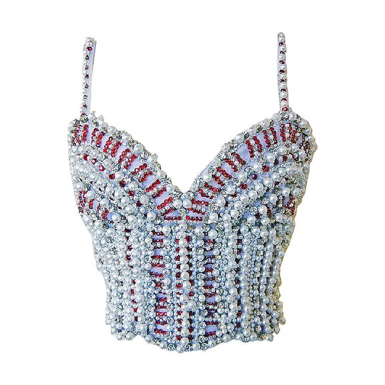 Rare 1990 Runway Gianni Versace Atelier Jeweled Bustier Showpiece at ...