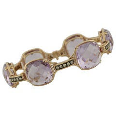 Beautiful Lavender Amethyst Brown Diamond Rose Gold Bracelet