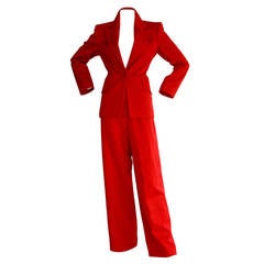 Isaac Mizrahi Vintage Lipstick Red Holiday Le Smoking Suit