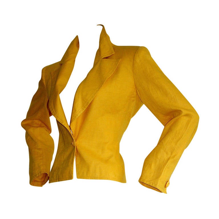 Vintage YSL Jacket Yves Saint Laurent Rive Gauche Bright Yellow Blazer For Sale