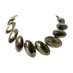 Yves Saint Laurent Gilt Disc Necklace c 1980 10