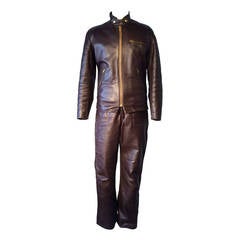 Vintage Mens Custom Leather Motorcycle Suit 1960s