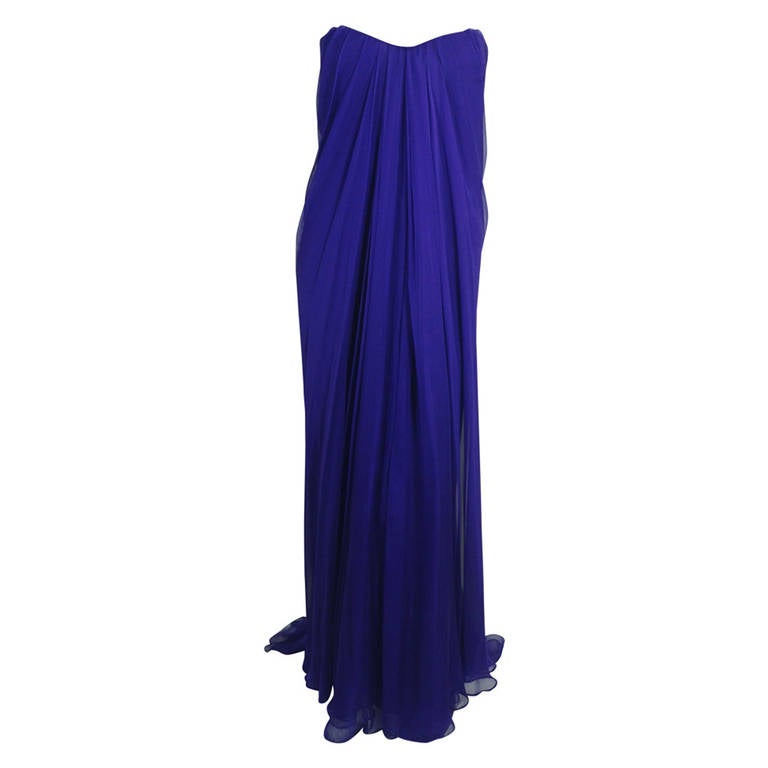 Alexander McQueen Royal Purple Chiffon Strapless Gown