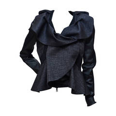 Valentino Leather And Tweed Ruffled Jacket New