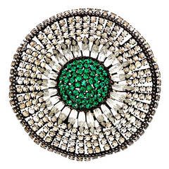 Stunning Emerald and Clear Weiss Rhineston Brooch