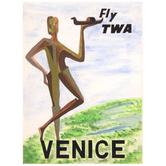 Original Maquette Artwork for Travel Poster, "Fly TWA Venice"