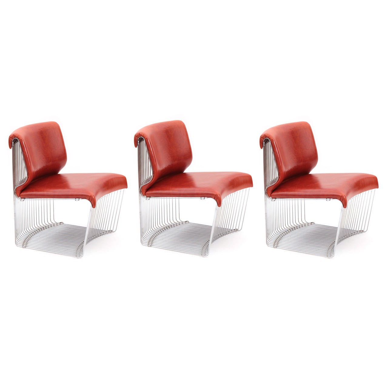 Verner Panton for Fritz Hansen Red 1970s Pantonova Chairs