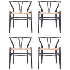 Set of Four Hans Wegner Wishbone Chairs, CH24