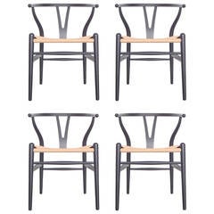 Set of Four Hans Wegner Wishbone Chairs, CH24